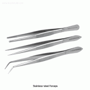 Forceps, High Grade Stainless-steel, with Ridges, Straight- & Curved-type, L105~300mm<br>With Blunt- & Sharp-Tip, 스텐레스 포셉/핀셋, 비자성/비부식