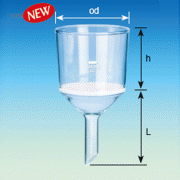 DAIHAN® 35~10,000㎖ Glass Filter Funnel, “Buchner”, High Quality<br>Boro-glass 3.3, Pore 2~70㎛, Glass Disc Φ32~282mm, 유리필터 부후너 깔때기