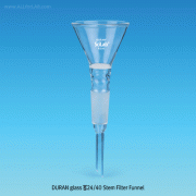 Joint Stem Filter Funnel, Φ70~Φ100mm, with ASTM & DIN Joint-24/40·24/29<br>Made of Borosilicate-glass 3.3, 조인트부 글라스 필터 펀넬