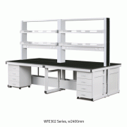 DAIHAN® Laboratory Assembly Furniture, High Quality Steel-Frame & Side Panel·Phenol Work Top·Stainless-steel Bolted Joint<br>With Transfer Cabinet, Utility Box, 실험실용 조립식 실험대, 고품질 스틸 프레임, 내열성/내충격성/내화학성 페놀 상판, 볼트식 결합