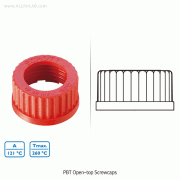 DURAN High-Temp. PBT Opentop- & Closetop-Screwcap, with Screw GL14~32, Anti-Chemical, -45℃+200℃ Stable<br>(1) Opentop-form : for O-Ring Seal/Inject-Septa, &c, (2) Closetop-form : for Closure, <Germany-Made> 고온용 PBT 스크류캡