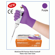 WisdGloveTM Premium Nitrile Foodstuff Heavy-duty Clean Glove, for Exam & Foodstuff, L240mm<br>Textured, Powder Free, Ambidextrous, Premium Grade AQL 1.5, 니트릴 크린 장갑, 식품·실험용, 두꺼운 타입