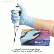 UniGloves Premium Nitrile Exam Glove, KoolTouchTM, Ideal for Soft Heavy-Duty, L240mm<br>With Textured, Powder Free, Premium Grade AQL 1.5, Ambidextrous, Non-sterile, 고급형 니트릴 실험장갑