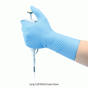 UniGloves® Long Cuff Nitrile Exam Glove, Powder Free, Textured, L295mm<br>Ideal for Safety, Premium Grade AQL 1.5, Light Blue Color, 롱커프 니트릴 실험장갑
