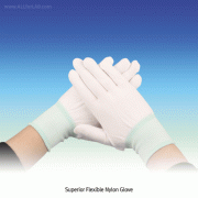 Koreca Superior Flexible Nylon Glove, Breathable·Wearable·Washable·Odorless<br>For Multi-use, Ambidextrous, Ideal for Inner Glove, White, L180~210mm, 100% 나일론 고탄력 장갑