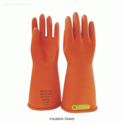 Novax® Insulation Glove, Raw Rubber, Orange Color, up to AC1,000V & 7,500V, Length 360mm<br>Ideal for Electrical Work, with Smooth Finish, 감전방지용 절연장갑