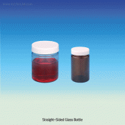 Straight-sided Glass Jars, Graduated, with PP Screwcap/PE-Liner, 100~1000㎖<br>Soda-lime Glass, <Korea-Made> 광구병, 스트레이트 사이드 자
