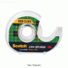 3M® Scotch® “810D” Write-On-Label Magic Tape with Dispenser, w12 & 18mm, L18~32m<br>Ideal for Permanent Applications, Translucence, Easy to Write on Text, Using Hand-tear, 매직라벨테이프