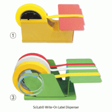 SciLab® Write-On Label Dispenser, for Label Tape 1·2·3-Roll<br>With Steel Platform & Pad, 라벨 디스펜서, 테이프의 커팅과 글을 쓰기 쉬움