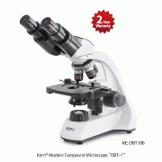 Kern® Modern Compound Microscope “OBT-1”, Monocular & Binocular, with 1W LED illumination, 40×~ 1000×<br>With 360°Rotatable Tube, Diopter Adjustment, Finite Optical System, Rechargeable batteries, 고급 교육용 생물 현미경