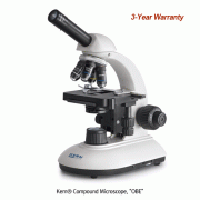 Kern® Compound Microscope, “OBE”, Monocular & Binocular, with 3W LED illumination, 40×~ 1000×<br>360° Rotatable Tube, Wide Field Eyepieces, Fully-fledged Stage for Education & Laboratory, Rechargeable batteries, 교육용 생물 현미경