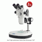 Kern High-performance Stereo Zoom Microscope “OZP”, Large Magnification Range, 6×~ 55×<br>With Adjustable 3 W LED Reflected and Transmitted illumination, Binocular/Trinocular, 고배율 연구용 실체 현미경