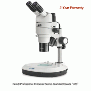 Kern Professional Trinocular Stereo Zoom Microscope “OZS”, with Parallel Optics System, 8×~ 80×<br>With Pillar Style Stand, 3 W LED Reflected and Transmitted illumination, 전문가용 실체 현미경
