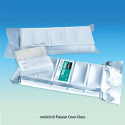 mediclin Popular Cover Glass, with Hinged Dispenser Box, 18×18~24×60mm<br>Made of Super White Borosilicate Glass, No.1 ; 0.13~0.16mm Thickness, 커버 글라스