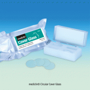 mediclin® Circular Cover Glass, Φ12~Φ22mm<br>Made of Super White Borosilicate Glass, No.1 ; 0.13~0.16mm Thick, 원형 커버 글라스