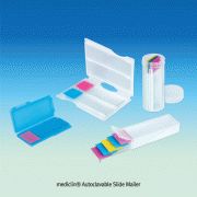 mediclin® Autoclavable Slide Mailer, PP, Square- & Cylindrical-type, for 1~5 Slides of 76×26mm<br>Heat & Chemical Resistant, -10℃+125/140℃, 사각 & 원통형 슬라이드 메일러