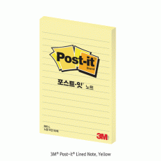 3M® Post-it® Lined Note, Yellow & White, 102×152mm<br>Ideal for Note-taking, Re-stickable, Multi-use, 필기 노트