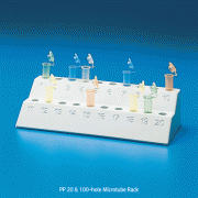Kartell® PP 20 & 100-hole Microtube Rack, for 0.5~1.5/2㎖ Tubes, Autoclavable<br>With Numbered (20-holes) & Alpha-Numeric (100-holes), -10℃+125/140℃, 20 &100 홀 조립형 랙