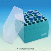 PP 16 & 36-hole Centrifuge Tube Box, for 15 & 50㎖, 147×147×h126mm<br>With Alpha-Numeric Index and Clear Lid, Autoclavable, 15 & 50㎖ 원심관 박스/랙