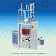 LaboRactorTM 5~100 Lit AutoLifting Vacuum Reactor Set, with Jacketed Glass Vessel·Agitator·Frame·Glass Assembly<br>With DN O-Ring Flange·PTFE Impeller·PTFE Drainvalve, Digital Agitation & Lifting System, 자동리프팅/자켓 글라스 진공 반응조 세트