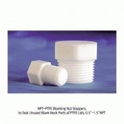 Cowie® NPT-PTFE Blanking Nut Stopper, Used to Seal Unused Blank Neck Ports of PTFE Lids, 0.5″~1.5″ NPT<br>For Sealing of Unused/Blank Neck Ports of PTFE Reactor Lids, <UK-Made> PTFE 반응조 커버의 Blank Neck용 마개