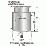 3~10Lit Stainless-steel Drain Valved·Jacketed Reaction Vessel, Round Bottom, 45°DN-Flange with Groove & Teflon FEP O-Ring Seal<br>With Perfect Compatibility 45° DN-Flange Lid, PTFE-valved/-GL Connect, 자켓 밸브형 스테인리스 스틸 진공 반응 베셀