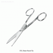 Bochem® Laboratory Scissors, with Sharp-Round Tip, L115~180mm<br>Stainless-steel 430, Finished Surface, Rustproof, 실험실용 가위