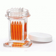 Wheaton® White Screwcap Coplin Staining Jar, Glass, Short- & High-form<br>With PP Screwcap, for 10 Slide of 75×25mm, <USA-Made> 글라스 염색밧트, PP캡 포함