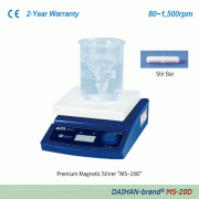 DAIHAN® Standard Digital & Analog Magnetic Stirrer “MS-20”, 180×180mm Ceramic-Coated Plate, Max. 1,500rpm, Max. 20 Lit<br>With Precise Speed Control, Permanently Brushless Motor(BLDC), with Certi. & Traceability, 디지털/아날로그 자력교반기, 세라믹 코팅 플레이트