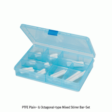 PTFE Plain- & Octagonal-type Mixed Stirrer Bar-Set, for Lab & Industry, L15~75mm, 18pcs/set<br>Excellent for Chemical and Corrosion Resistance, For Universal Application, -200℃+260℃, PTFE 플레인형+옥타고날형 마그네틱바 세트