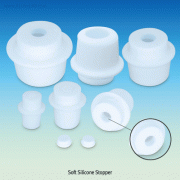 One-Hole Soft Silicone Stopper, with Breathable Quartz Sand Septa, Hole Φ8~Φ15mm<br>Ideal for Using with Thermometers·Inlet-tubes·Flask·Funnel &c., Soft 원홀 실리콘 마개, 셉타포함