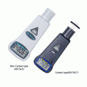 DAIHAN® Digital Pocket Tachometer “TAC5” & “TAC7”, Contact or Non-Contact 2-type, 10~99999rpm, Auto Power off in 20min<br>Non-Contact type with Red LED-Beam, Contact type with Convex Tip or Concave Tip, Hold Function, 접촉식 or 비접촉식 타코미터