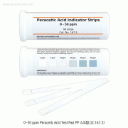 Johnson® Peracetic Acid (Sanitizer) Indicator Pad PP Strip, “Non-Bleed” System<br>2 items : (1) 0~50 ppm Low Level & (2) 0~500 ppm High Level, <UK-Made> 과초산(소독제) 검출용 패드 PP 스트립