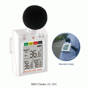 DAIHAN® WBGT Checker “THE3021”, Temp 0℃~50℃·0.1~99.9%RH·WBGT 0℃~50℃, with Alarm Function, 70×60×h22mm<br>Ideal for Outdoor & Indoor Heat Stress Measuring, 휴대용 WBGT 습구흑구 온열지수 측정기, 체감온도 측정, 열사병 예방용