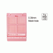 Simport® MicromeshTM 0.38mm Mesh-hole Biopsy Cassette, Attached Lid, 45° Angle, h6.1mm<br>Suitable for Most Labeling Instruments, Recessed Lid, Acetal, 0.38mm 메쉬홀 바이옵시 카세트