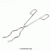 SciLab® Bented Crucible Tong, with Corrugated Tip, L150~500mm<br>With Double Bent & Single Bent-types, 18/10 Stainless-steel, 스텐 도가니 집게