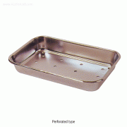 Perforated Stainless-steel Tray, Seamless, Smooth-contour, High-polished, Bottom-Perforated<br>For Drying/Disinfection/Drainage, <Korea-Made> 4각 천공(드레인) 트레이