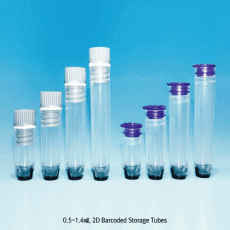 SBS Format 2D Barcoded Storage Tube & Rack Set, with Screwcap & TPE Plug, 0.5~1.4㎖<br>Ideal for Cryogenic Storage, Medical Grade Virgin PP with High Transparency, 2D 바코드 멸균 냉동 튜브와 랙