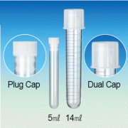 Biofil® 5 & 14㎖ Round Bottom Culture Tube, PP & PS, Sterile or Non-sterile<br>With Dual Position Cap or Plug Cap, Leakproof, No-Breakage, PP & PS 컬쳐 튜브