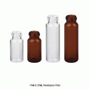 SciLab® 18mm Screwtop 10 & 20㎖ Autosampler Headspace Vials & Caps ; Separately<br>Clear & Amber, for Agilent® & Shimadzu®, Boro-glass 5.1, 10 & 20㎖ 스크류탑 헤드스페이스 바이알 & 캡