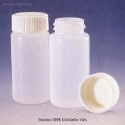 Wheaton® 20㎖ Standard Scintillation Vials, HDPE, with White Caps, ASTM·USP·ISO<br>Heat Resistant at -50℃+105/120℃, <USA-Made> 20㎖ 표준형 Plastic 신틸레이션 카운팅 바이알