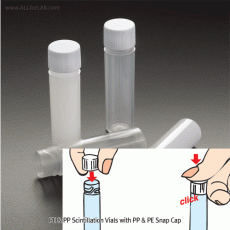 Simport® SnaptwistTM 6.5㎖ Scintillation Vials, HDPE & PP, with PP Snaptwist Cap<br>Ideal for Leakproof Seal, PP 신틸레이션 카운팅 바이알