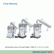 DAIHAN® Electric Classic Water Still “WWS”, All Stainless-steel, Built-in Prefilter & Auto On/Off system<br>For Laboratory Water, Pyrogen-free, 0.3㏁?cm(resistivity), pH5.4 to 7.3, Capa. 4·8·12 Lit/hr<br>(1) with Stainless-steel 100 mesh Prefilter, (2) wit